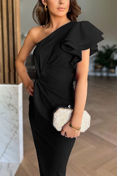 Nala™ | Elegantes Kleid mit Rüschen und Schlitz