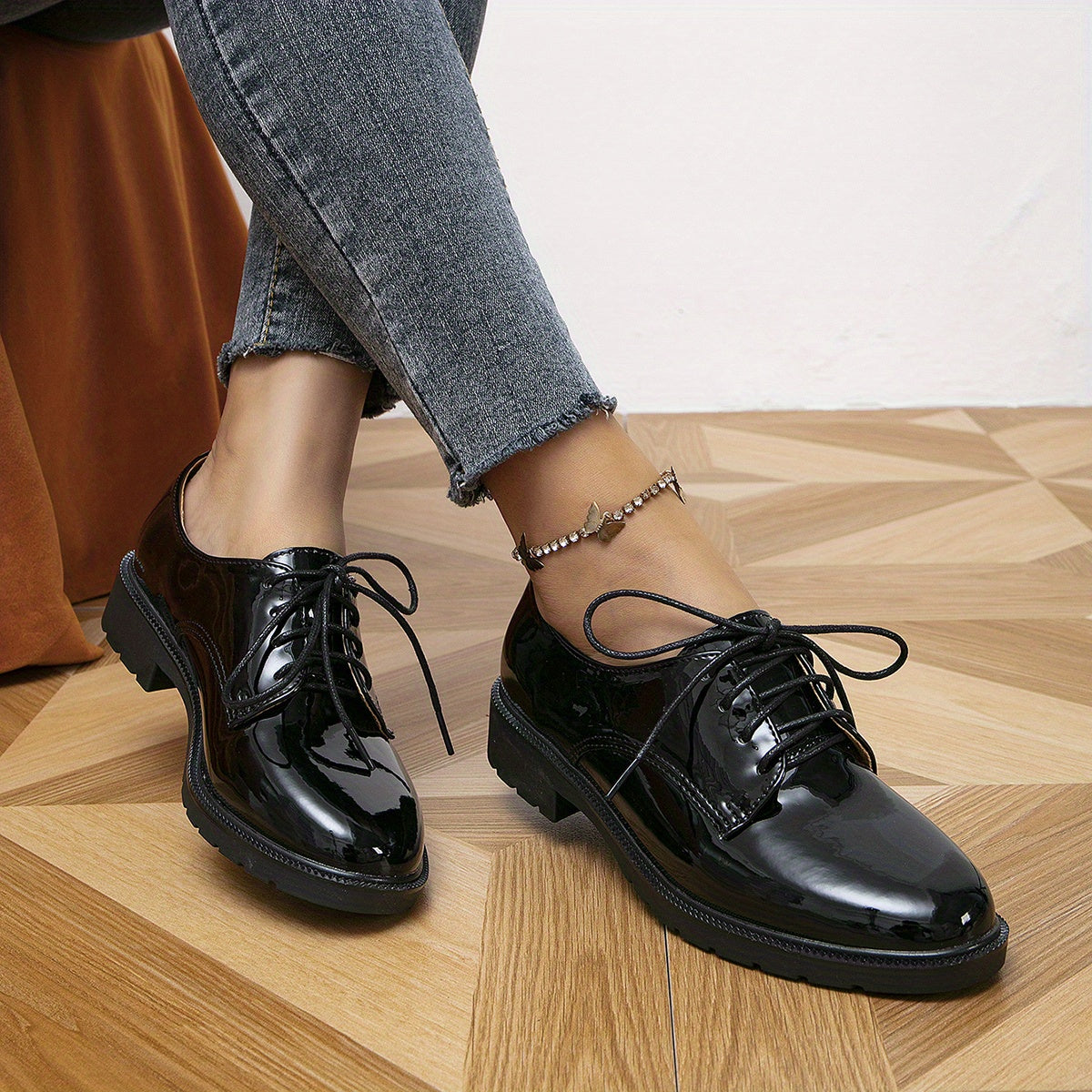 Fudus | Black Orthopedic Lace-Up Shoes for Women