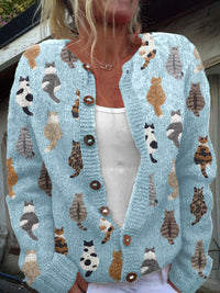 Charlotte | Damen-Cardigan mit Knöpfen und langen Ärmeln in Blauer Cardigan