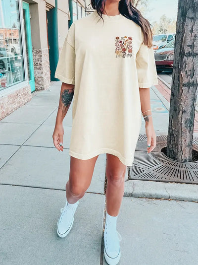 Irys | T-Shirt-Kleid mit Rundhalsausschnitt und Blumenmuster