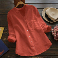 Bluse Damen Langarm Stehkragen in orange