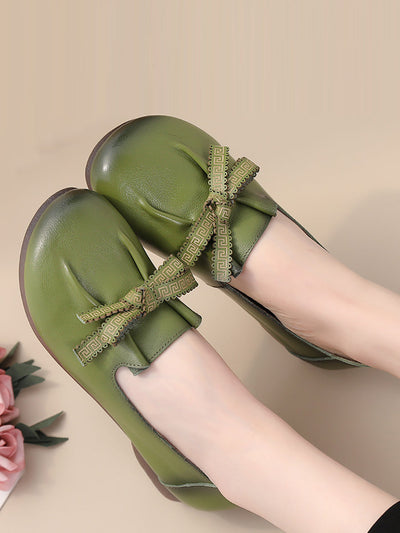 Selly | Damen Sommer Leder Schuhe mit Schleife und Schlitz