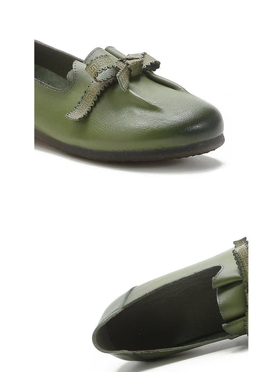 Selly | Damen Sommer Leder Schuhe mit Schleife und Schlitz