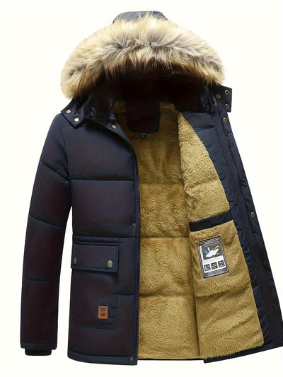 Lässige Mit Kapuze Lange Ärmel Reißverschluss Gepolsterte Winterjacke für Herren | Ideal für den Winter