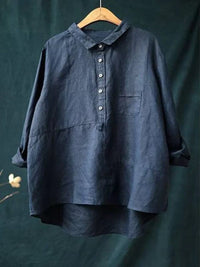 Vega | Oversized Leinen-Bluse in Marineblau