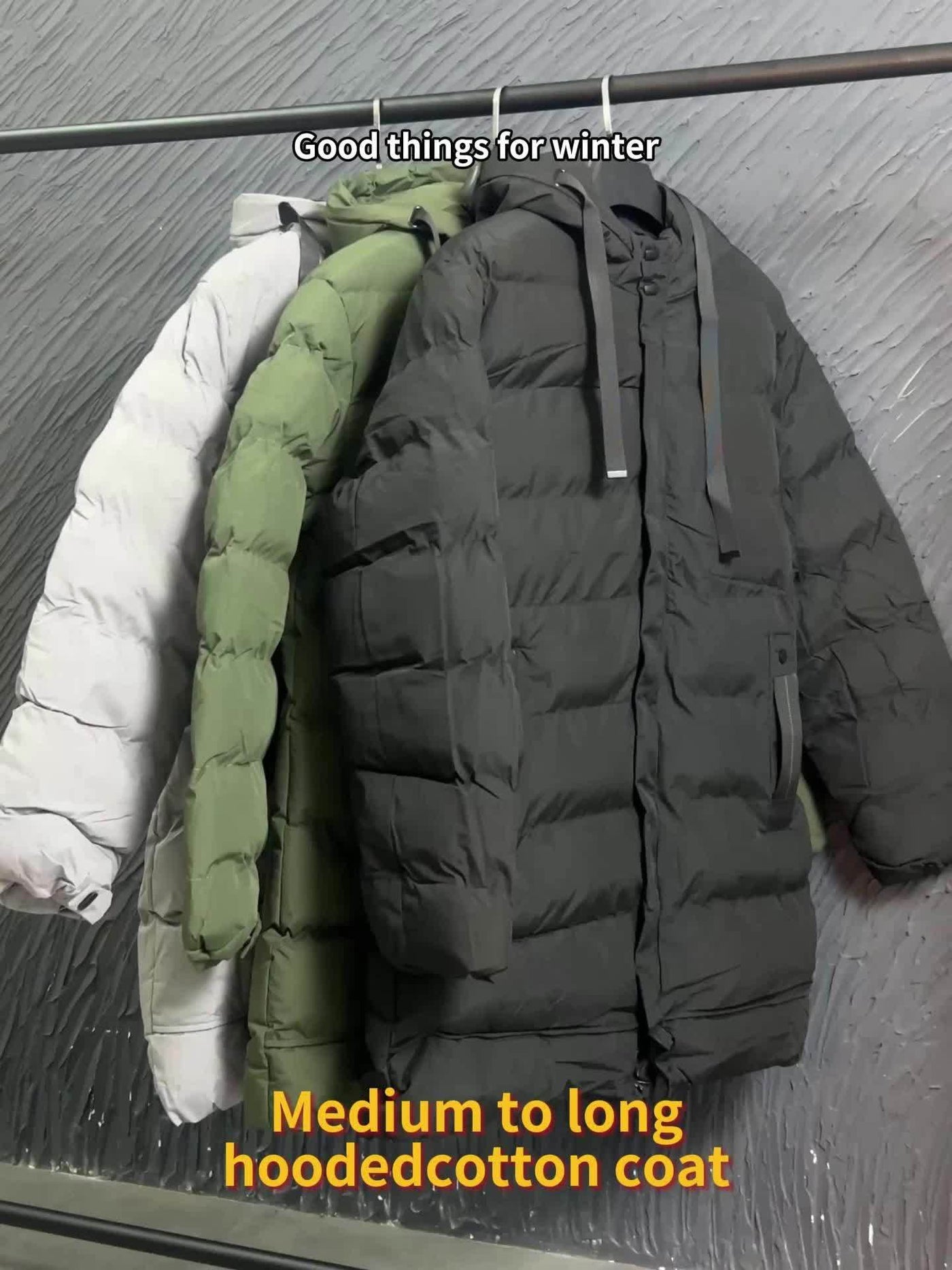 Eleganter Baumwoll-Steppmantel mit Kapuze und großer Tasche für Herren | Ideal für den Winter
