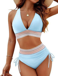 Robyn – Hochgeschnittene Bikinis mit Trendigem Design in Himmelblau