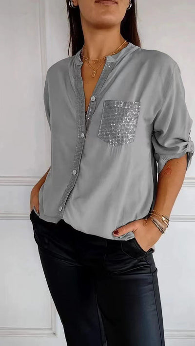 Bubnash® | Glitzerbluse mit Paillettentasche