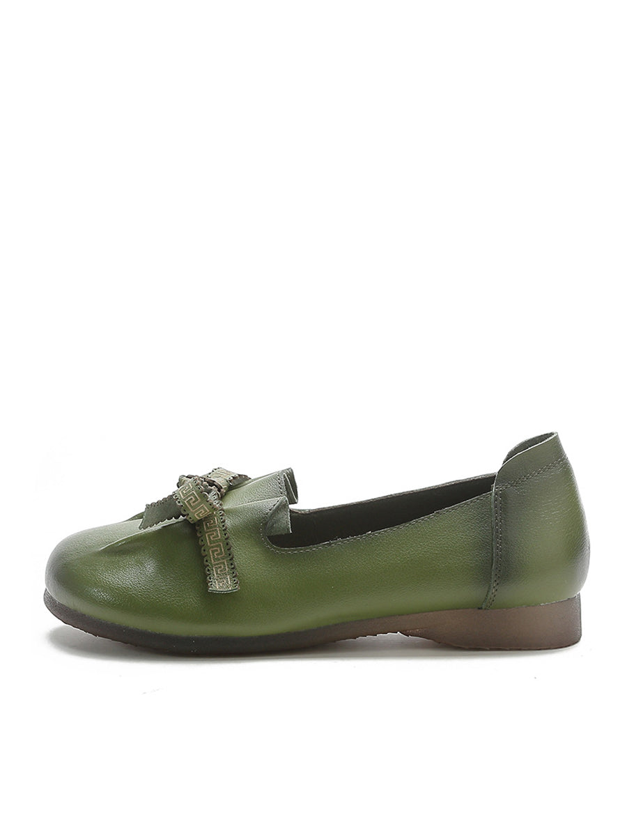 Selly | Damen Sommer Leder Schuhe mit Schleife und Schlitz