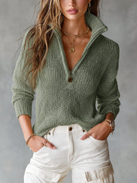 Sophie | Damen Pullover mit langen Ärmeln in Salbeigrün
