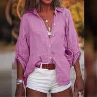 Leinenbluse für Frauen | Lange Ärmel in Lila