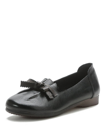 Selly | Damen Sommer Leder Schuhe mit Schleife und Schlitz