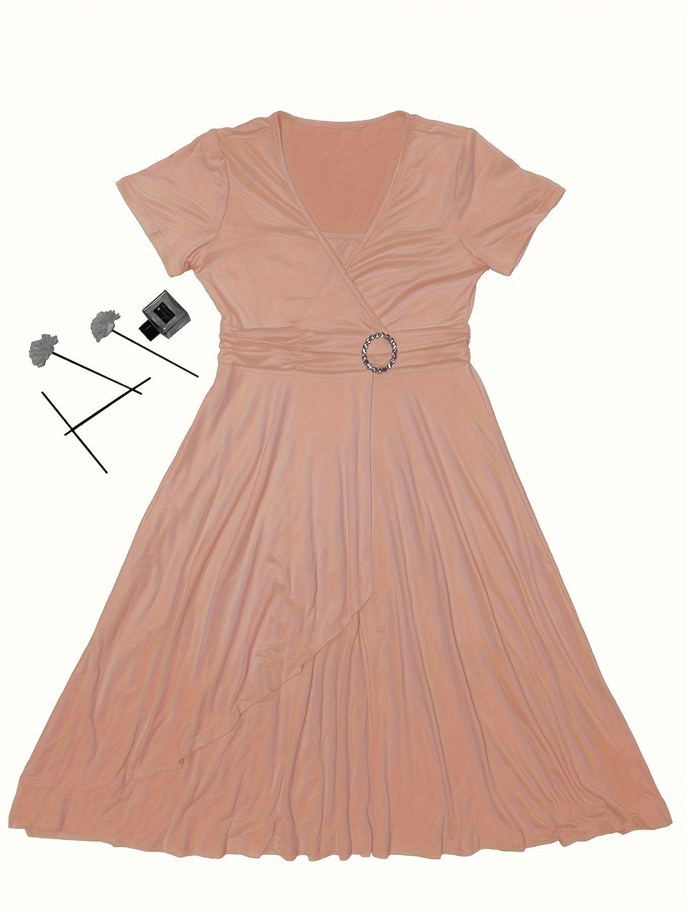 Stilvolles Baumwollkleid mit schmaler Passform, asymmetrischem Saum und Bindegürtel für Damen | Ideal für den Sommer