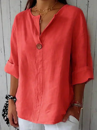 Sabrina | Damen Bluse Entspannt V-Ausschnitt Casual Komfort Feminin in Rot