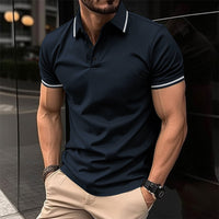 Lewis – Kurzarm-Polo mit klassischem Kragen für Herren in Marineblau