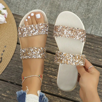 Glitzy | Glitzernde Pailletten Slide Sandalen