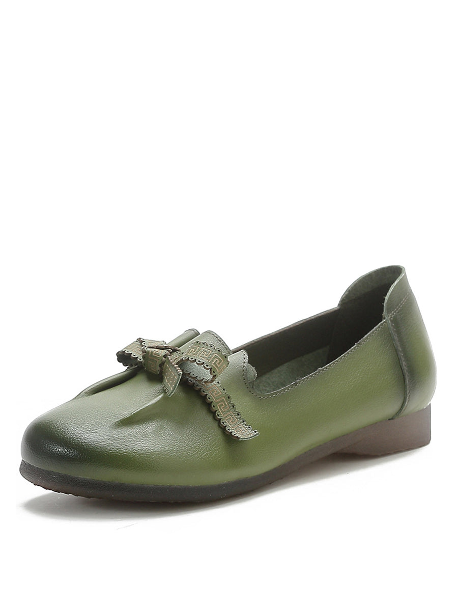 Selly | Damen Sommer Leder Schuhe mit Schleife und Schlitz