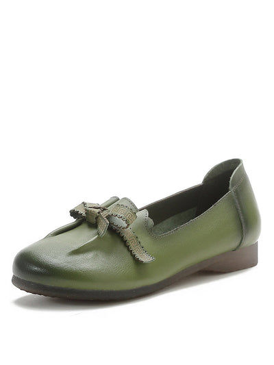 Selly | Damen Sommer Leder Schuhe mit Schleife und Schlitz