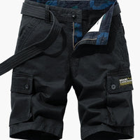 Lässige Cargo-Shorts für Herren mit Gürtel und Taschen in Schwarz