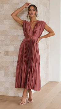 Clara | Damen Seidenkleid Luxuriös Fließend Elegant Festlich Satin in Rot