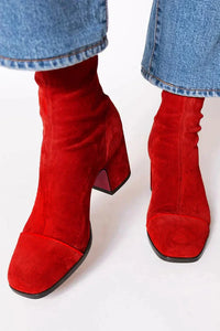 Eva - Damen Elegante Stiefel mit Absatz in Rot
