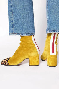 Eva - Damen Elegante Stiefel mit Absatz in Gelb