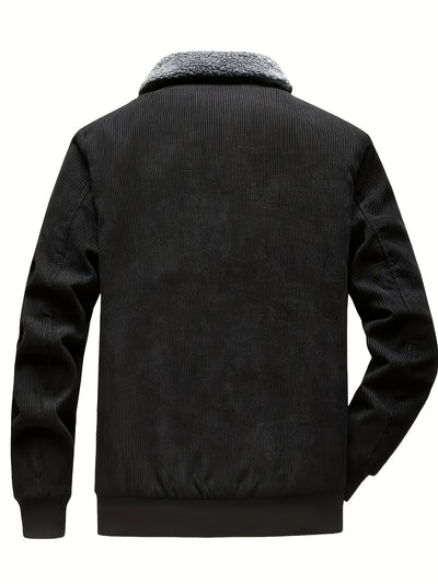 Retro Lange Ärmel Warme Jacke mit Etikettenpatch für Herren | Ideal für den Winter