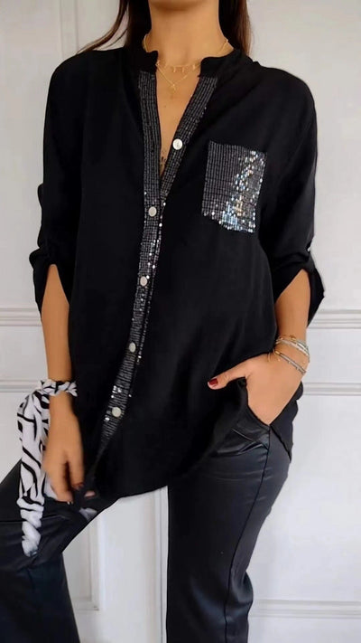 Bubnash® | Glitzerbluse mit Paillettentasche