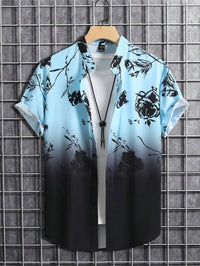 Tropisches 3D-Blumen-Hawaii-Hemd – Stil und Komfort in einem in Blau Schwarz