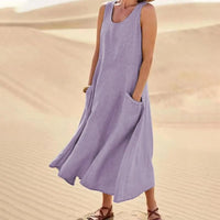Tina™ - Sommer Leinenkleid in Lila
