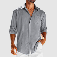 Raivo | Herren Langarm Leinen Overshirt in Grau