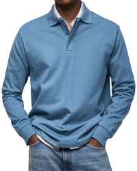 Felix | Luxus Langarm-Poloshirt in Blau