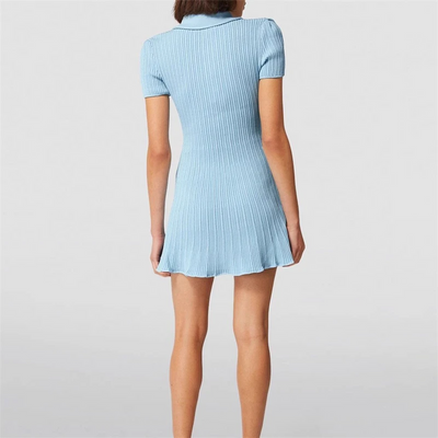 Pipay | Gebreite Kleid mit Kurzen Ärmeln, Polokragen und Schlanker Passform