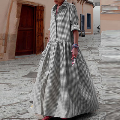Racholle | Lange Casual Swing Damenkleid mit Langen Ärmeln
