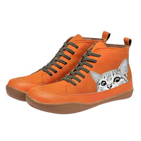 Fenna -  Leder-Stiefeletten Für Katzenliebhaber in Orange