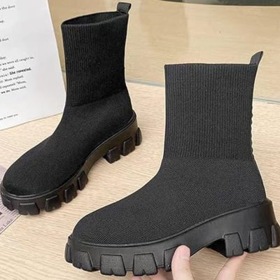 Lässige Strick- und Vegan Leder Stiefeletten für Damen | Ideal für das tägliche Tragen