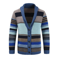 James | Herren gestreifter Cardigan mit Knöpfen in Blau