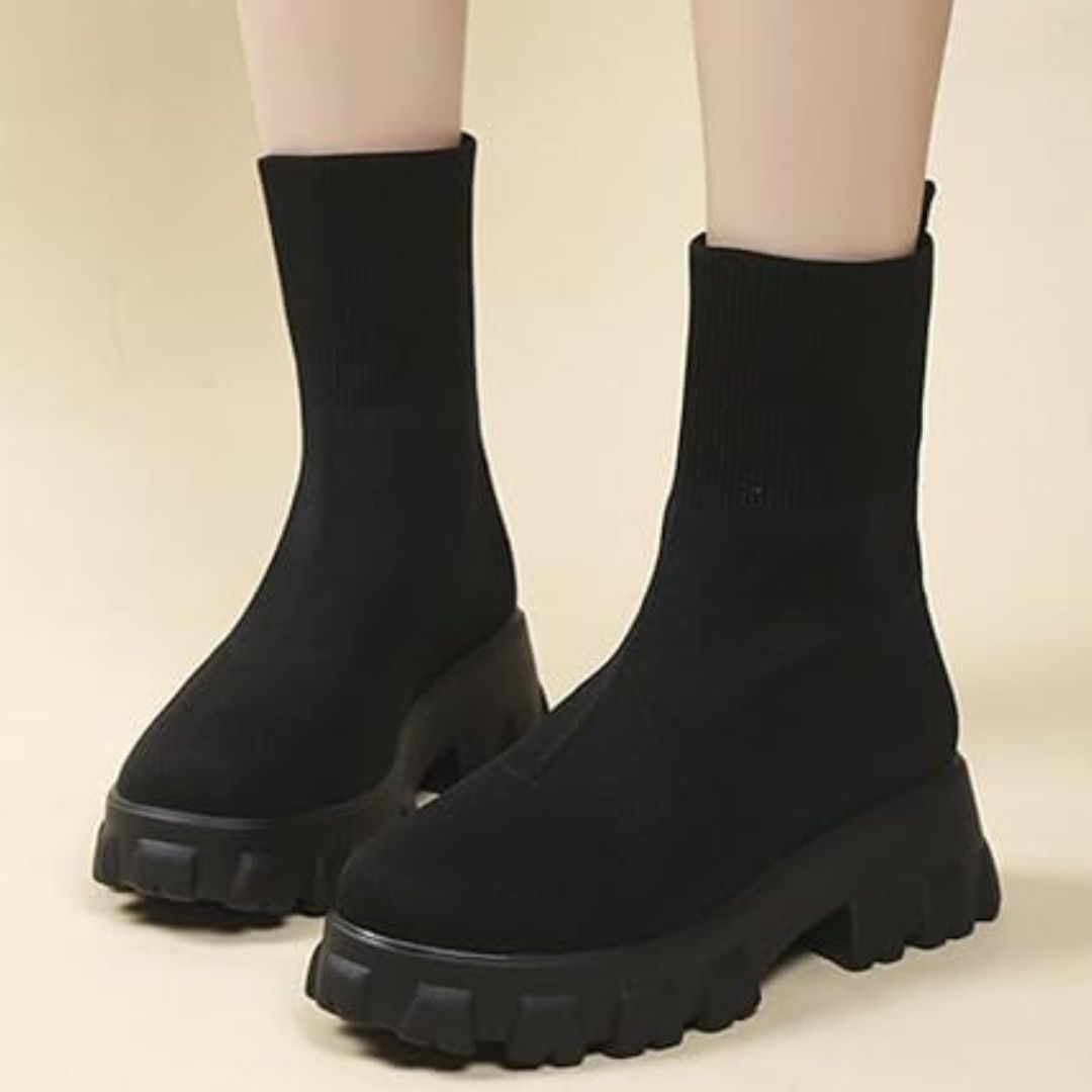 Lässige Strick- und Vegan Leder Stiefeletten für Damen | Ideal für das tägliche Tragen