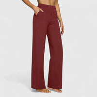 Nadine | Damen Lounge Hose Weit Stretchbund Komfort Casual Zuhause in Rot