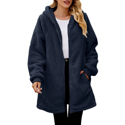 Warme Teddyjacke Damen mit Taschen und lockerer Passform