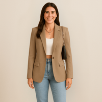 Charlotte | Damen Blazer Tailliert Revers Elegant Business Professionell in Khaki