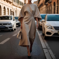 Lauriane - Stilvolles Damenkleid mit Laternenärmeln in Braun