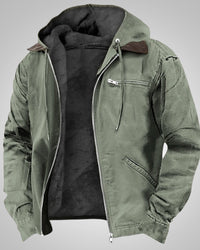 Jan | Herren Casual Bikerjacke mit Kapuze in Grün