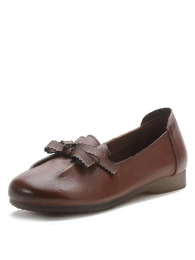 Selly | Damen Sommer Leder Schuhe mit Schleife und Schlitz