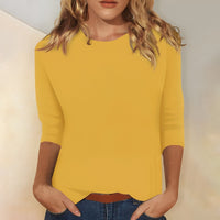 Katherina - Bequemes Rundhals-Shirt in Gelb