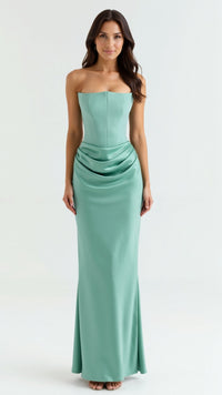 Claudette | Damen Korsett Maxikleid Hochzeitsgast Festlich Elegant Taille in Mintgrün