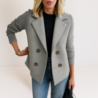 Martine™ | Elegante Jacke mit Strickärmeln in Grau