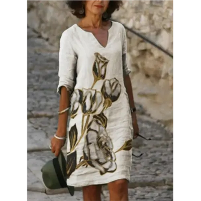 Frühlingszauber | Mini Kleid mit Blumendesign und V-Ausschnitt für Damen