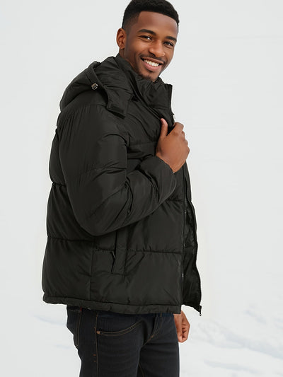 Stilvolle Kapuzen-Polyester-Daunen-Alternative Winterjacke für Herren | Ideal für den Winter