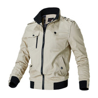 Herren Canvas-Bomberjacke mit Rippbündchen und Brusttaschen in Khaki